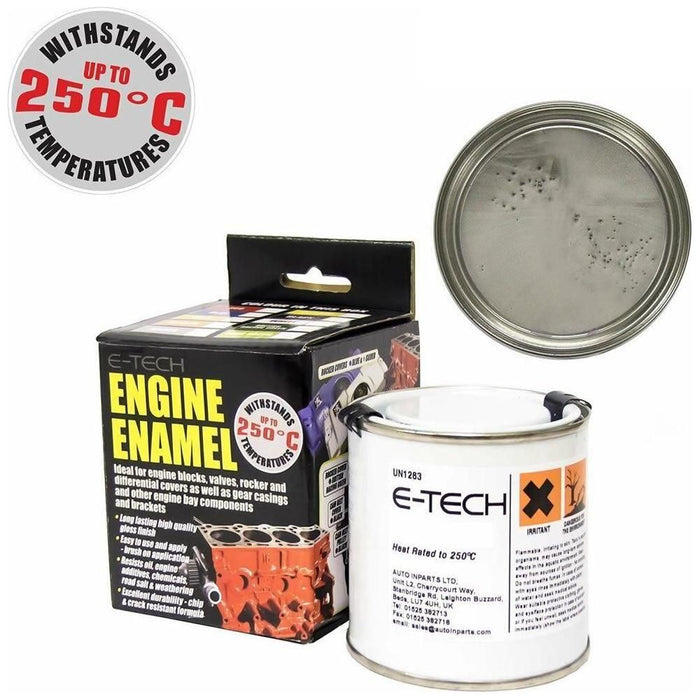 E-Tech SILVER Engine Enamel Paint 250ml Heat Resistant High Temp E-Tech  - Town Parts