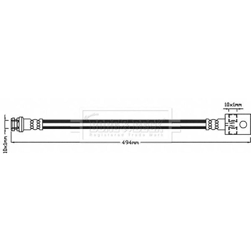 Borg & Beck Brake Hydraulic Hose Line Rear Left BBH8145