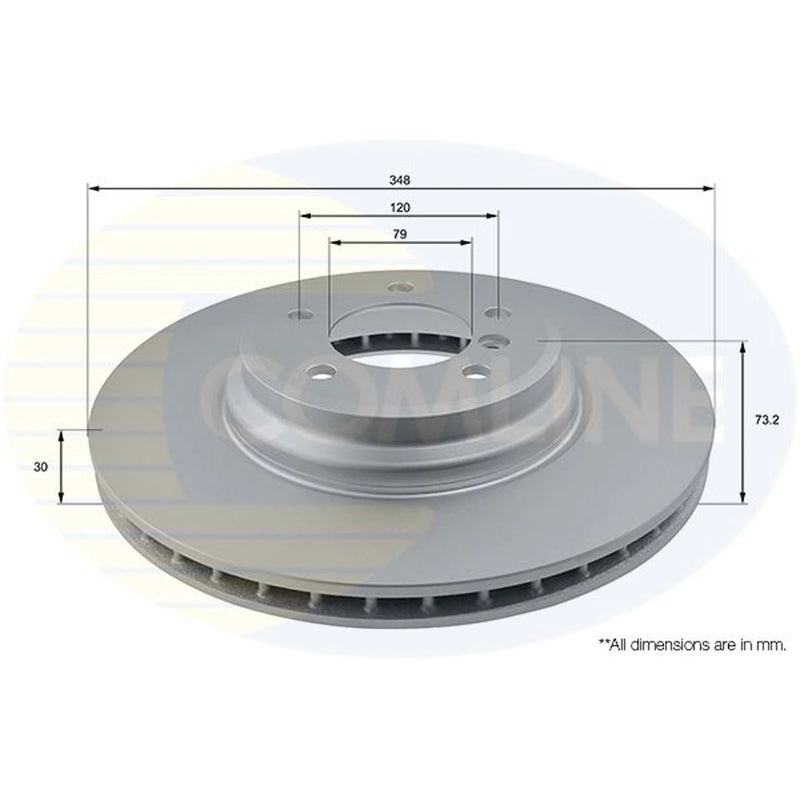 Comline 2 x Internally Vented Front Brake Discs ADC1763V
