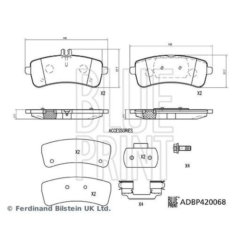 Blue Print Rear Brake Pad Set ADBP420068