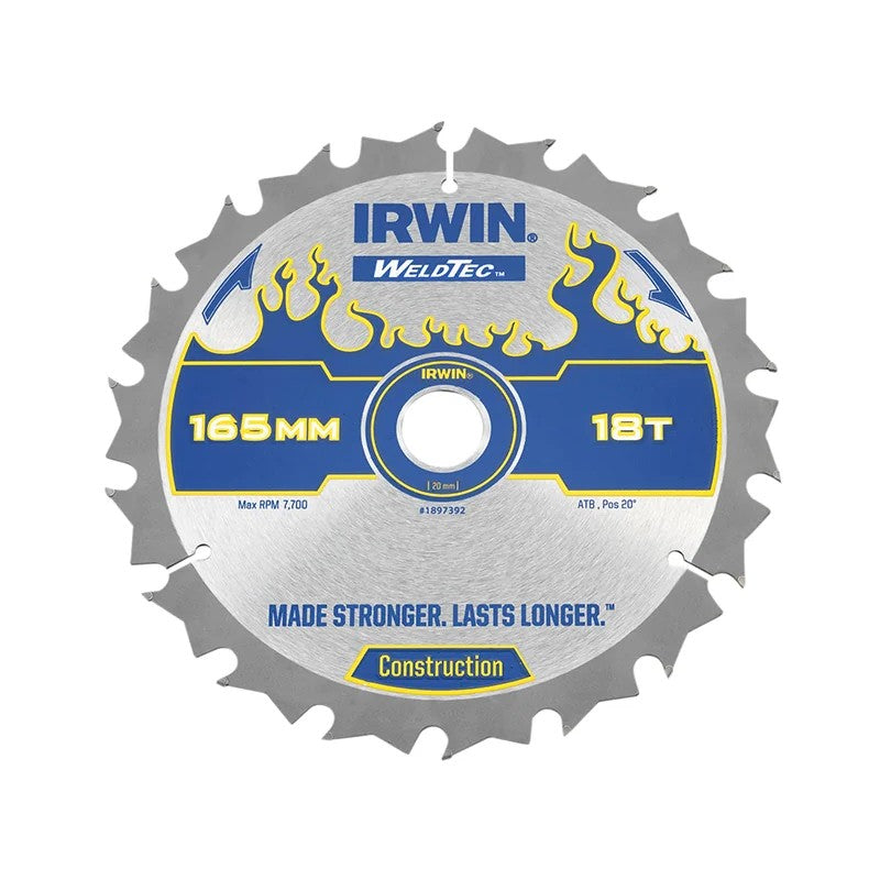 IRWIN® Weldtec Cordless Circular Saw Blades 165 x 20mm x 18T ATB - 1897392