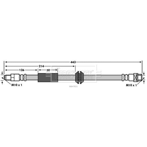 Borg & Beck Brake Hydraulic Hose Line Rear Left BBH7821