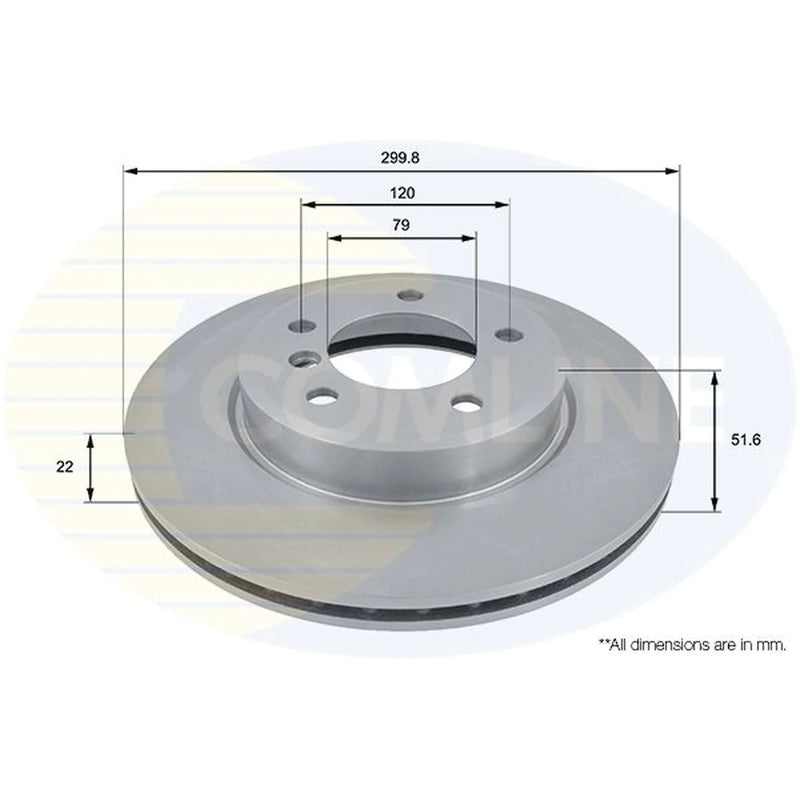 Comline 2 x Internally Vented Front Brake Discs ADC1712V