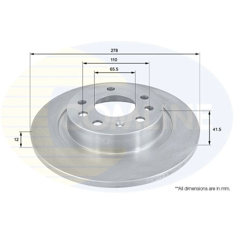 Comline 2 x Solid Rear Brake Discs ADC1116