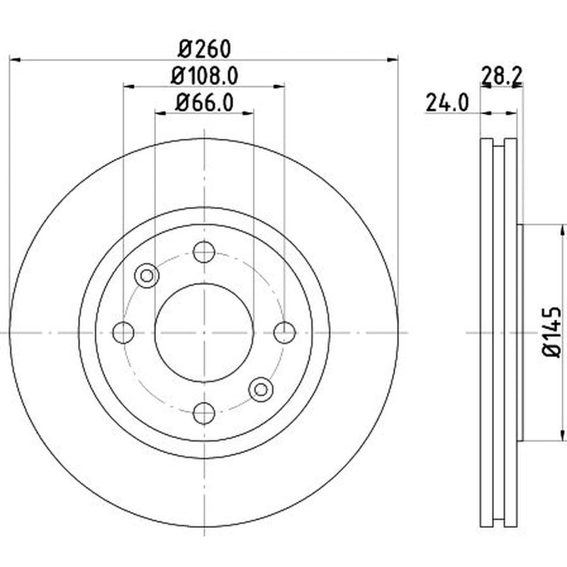 Mintex 2 x Externally Vented Front Brake Discs MDC868
