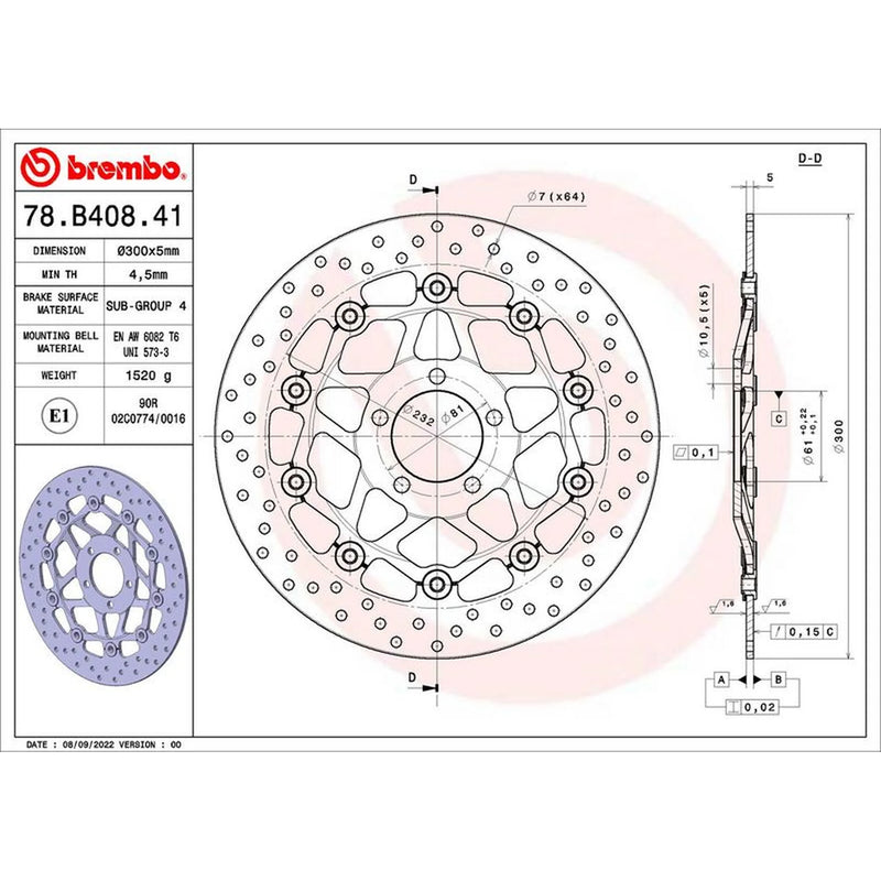 Brembo 2 x Floating Front Brake Disc Brake Discs 78B40841