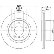 DON 2 x Externally Vented Rear Brake Discs PCD21542