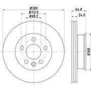DON 2 x Internally Vented Front Brake Discs PCD20862