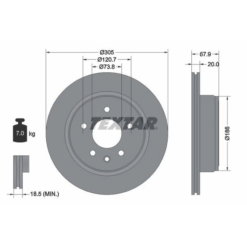 Textar 2 x Rear Brake Discs 92139300