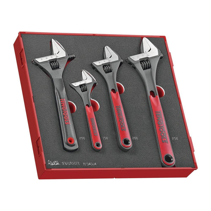 Teng Tools Adjustable Wrench Set FOAM2 4 Pieces
