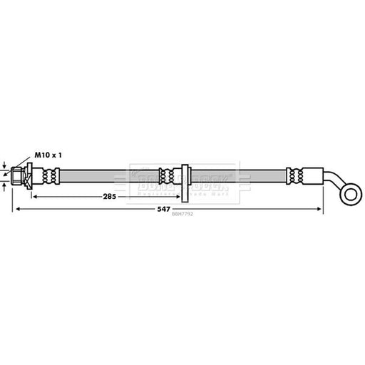 Borg & Beck Brake Hydraulic Hose Line Front Right BBH7792