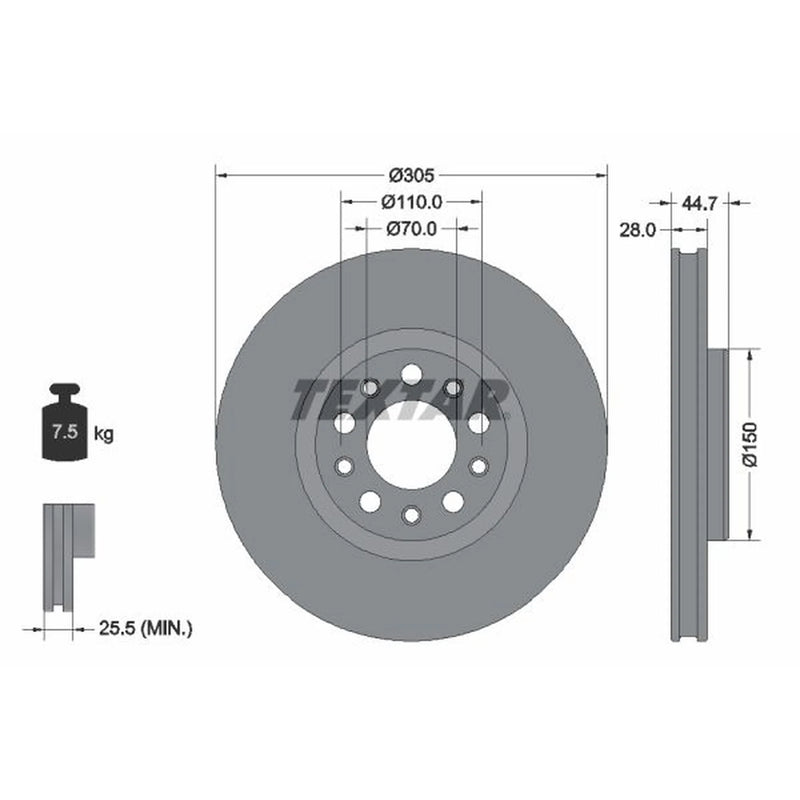 Textar 2 x Front Brake Discs 92326305