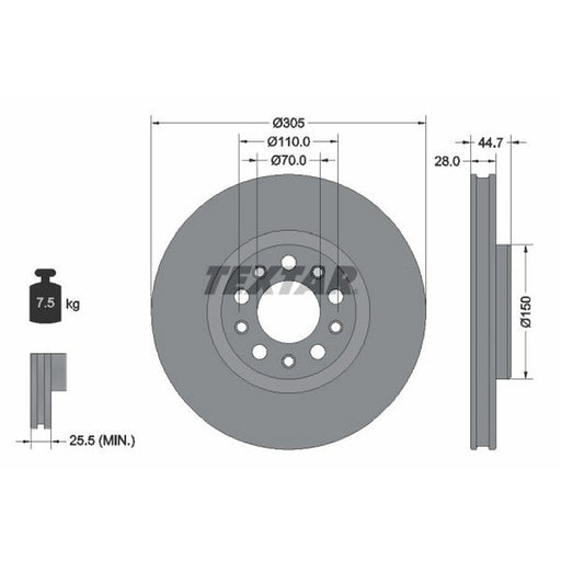 Textar 2 x Front Brake Discs 92326305