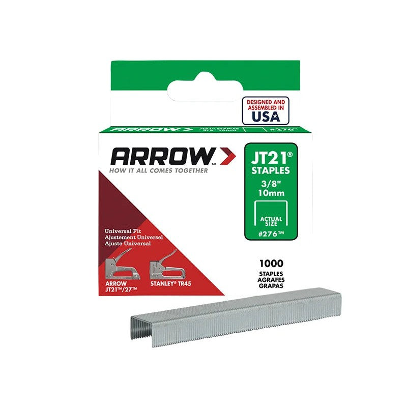 Arrow JT21 T27 Staples 10mm (3/8in) (Box 1000) - A276