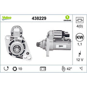 Valeo Starter Motor 12V 1.1kW 10 Teeth 438229
