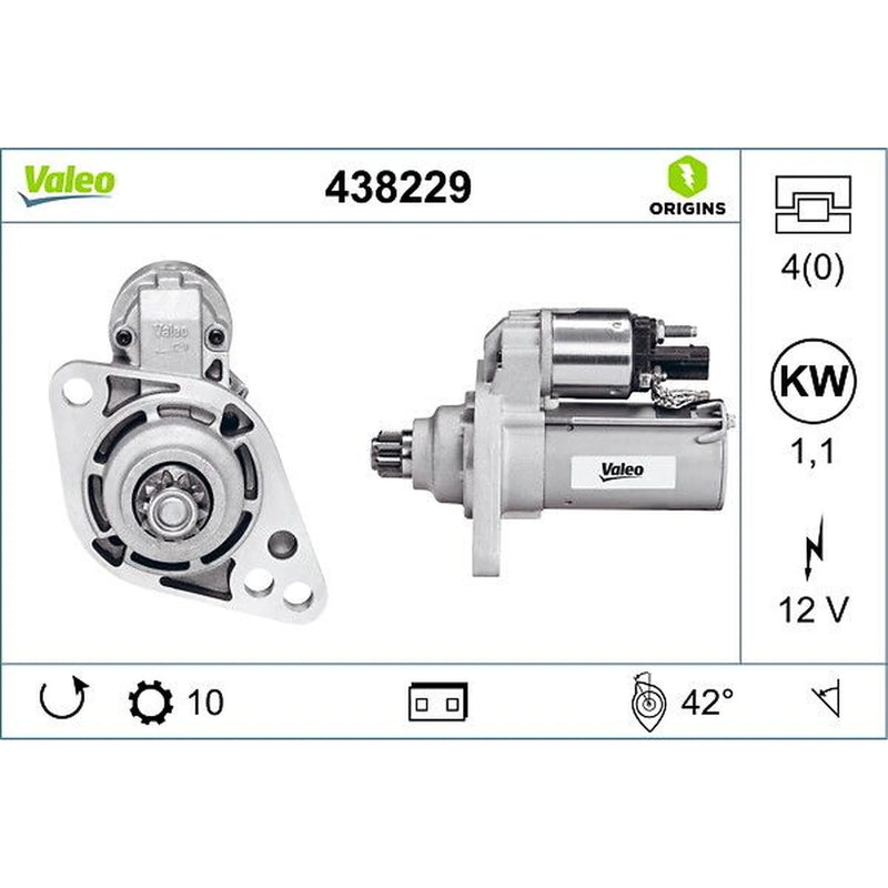 Valeo Starter Motor 12V 1.1kW 10 Teeth 438229