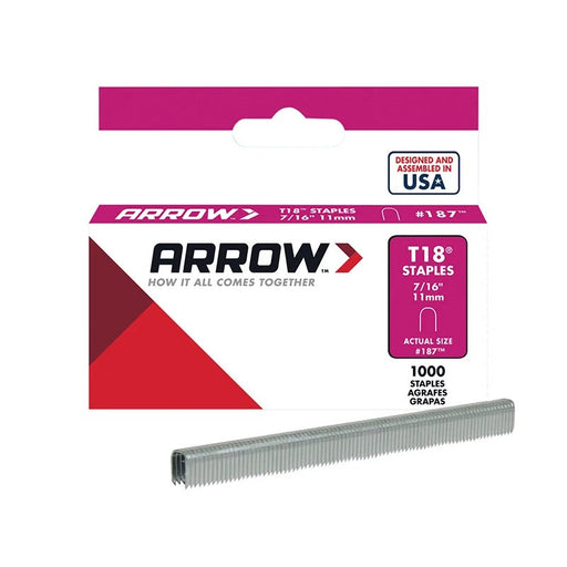 Arrow T18 Staples 11mm (7/16in) (Box 1000) - A187