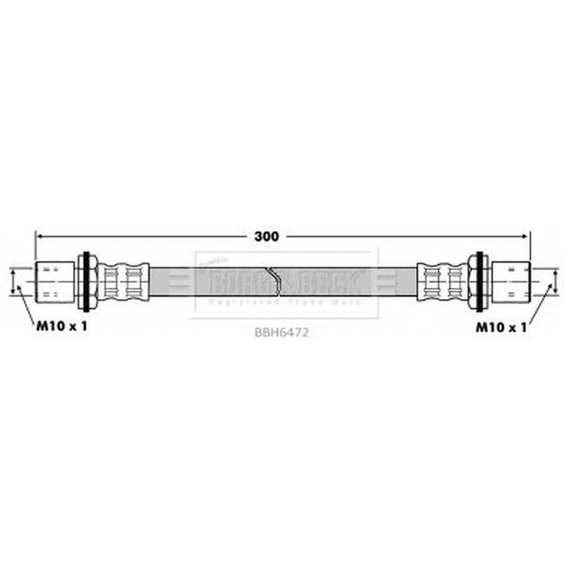 Borg & Beck Brake Hydraulic Hose Line Front Left BBH6472
