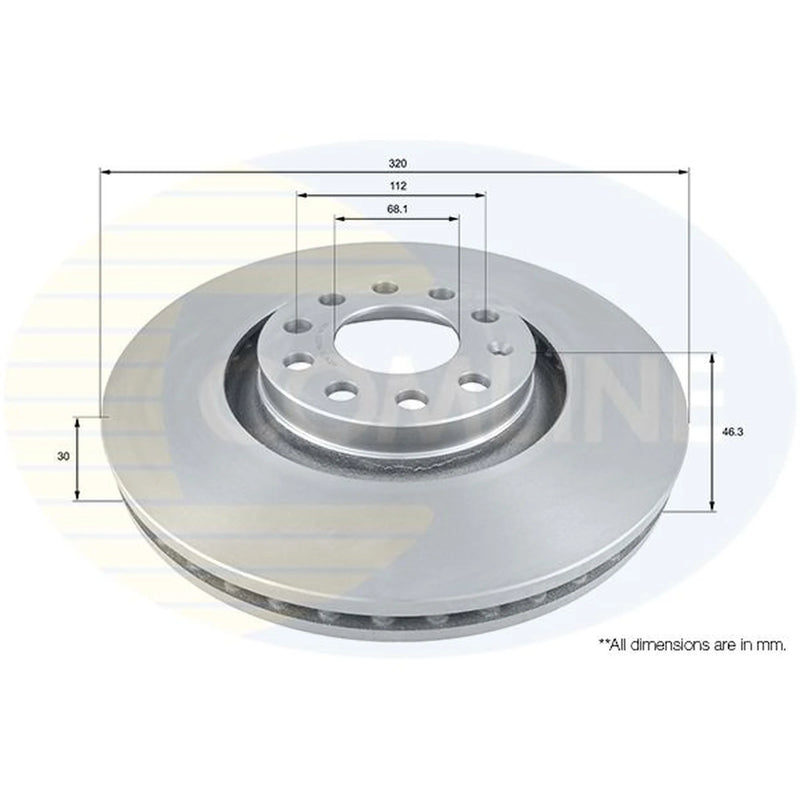 Comline 2 x Internally Vented Front Brake Discs ADC1473V