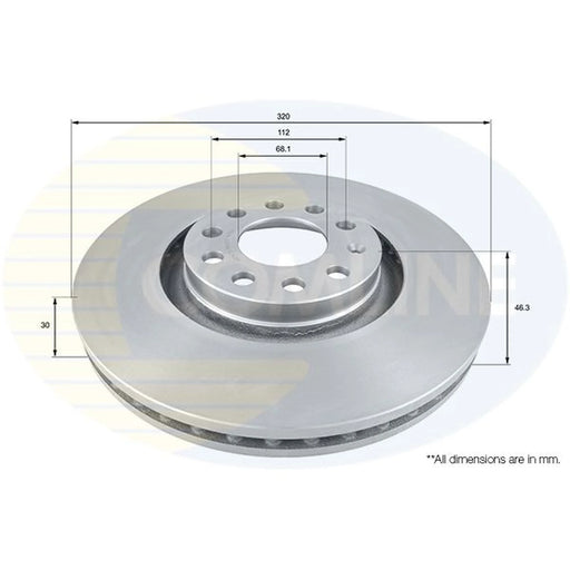 Comline 2 x Internally Vented Front Brake Discs ADC1473V