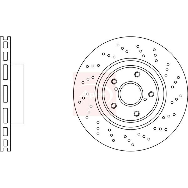 Apec 2 x Perforated/Vented Front Brake Discs DSK2961