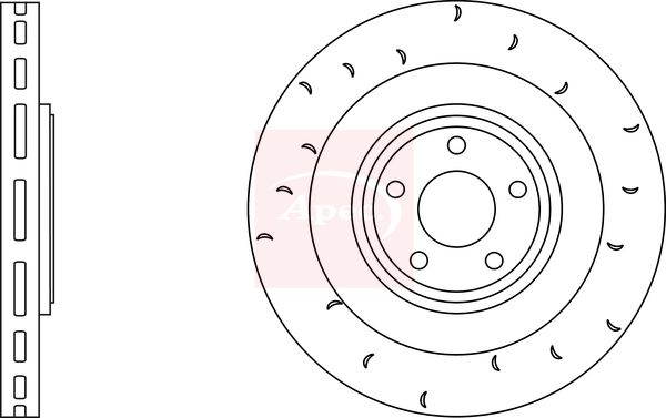 Apec 2 x Brake Disc Set Slotted/Internally Vented