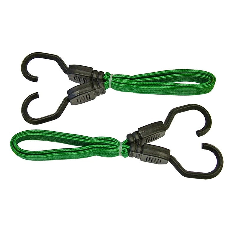 Faithfull Flat Bungee Cord 60cm (24in) Green 2 Piece - FAITDBUNG24