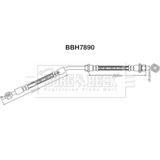 Borg & Beck Brake Hydraulic Hose Line Front Left BBH7890