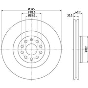 DON 2 x Internally Vented Front Brake Discs PCD12831