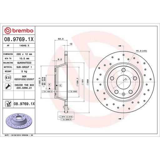 Brembo Xtra 2 x Perforated Rear Brake Discs 08.9769.1X