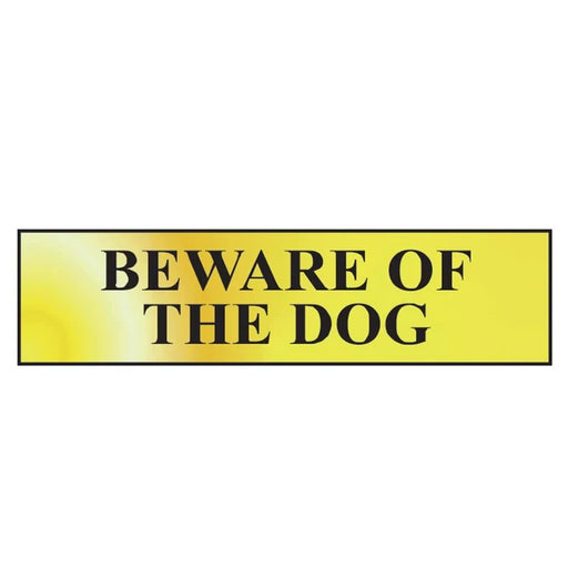 Scan Beware Of The Dog - Polished Brass Effect 200 x 50mm - 6050