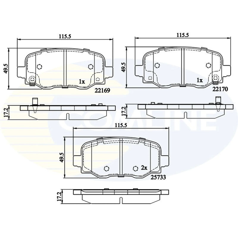 Comline 4 x Rear Brake Pad Set CBP32303