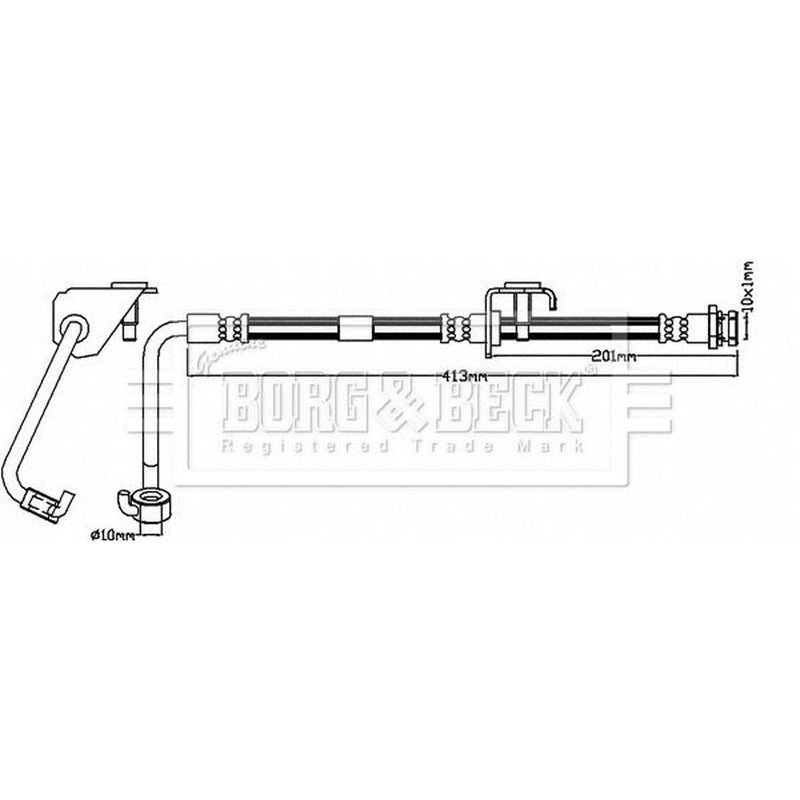 Borg & Beck Brake Hydraulic Hose Line Front Left BBH8627