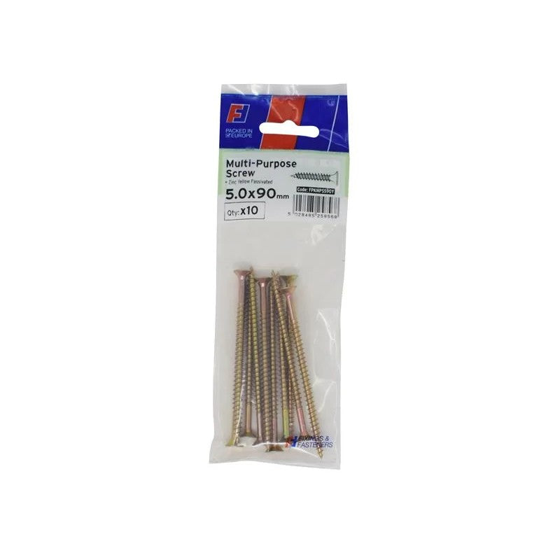 ForgeFix Multi-Purpose Pozi Screw CSK ST ZYP 5.0 x ForgePack 10 30-100mm