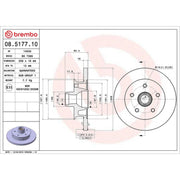 Brembo 2 x Solid Front Brake Discs 08.5177.10