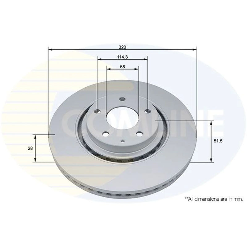 Comline 2 x Internally Vented Front Brake Discs ADC5081V