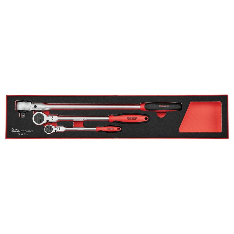 Teng Tools Long Arm Ratchet Flex Head Set TEXRF03 3 Pieces