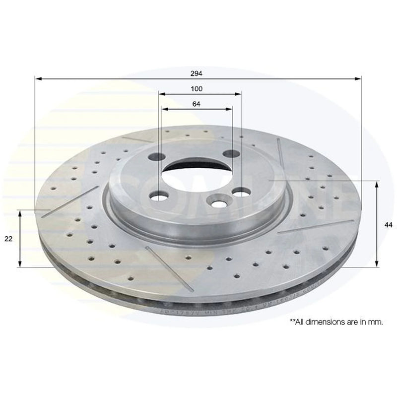 Comline 2 x Perforated/Vented Front Brake Discs ADC1787V