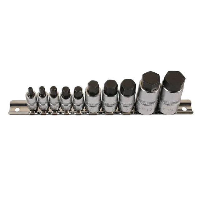 Laser Tools Hex Socket Bit Set 1/4"D, 3/8"D, 1/2"D 10pc - PL