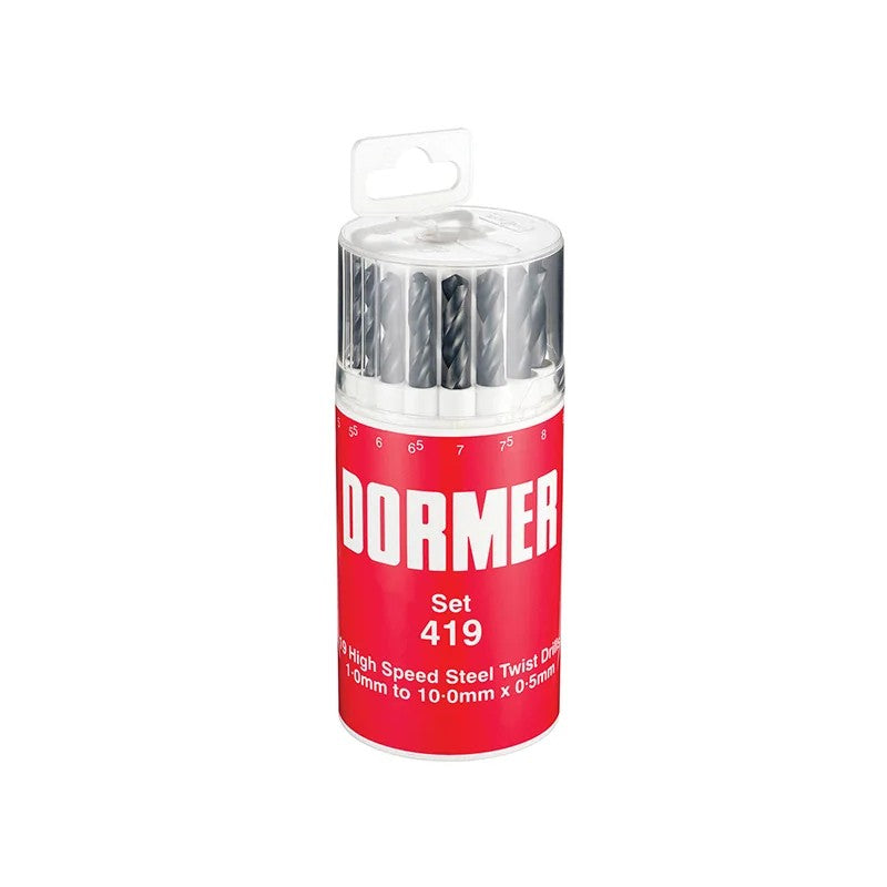 Dormer A191 No.419 Metric HSS Drill Set of 19 1.0-10.0 x 0.5mm - A191419