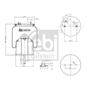 Febi Air Suspension Bellow 205mm Rear Right 38634