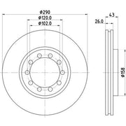 DON 2 x Internally Vented Front Brake Discs PCD22222