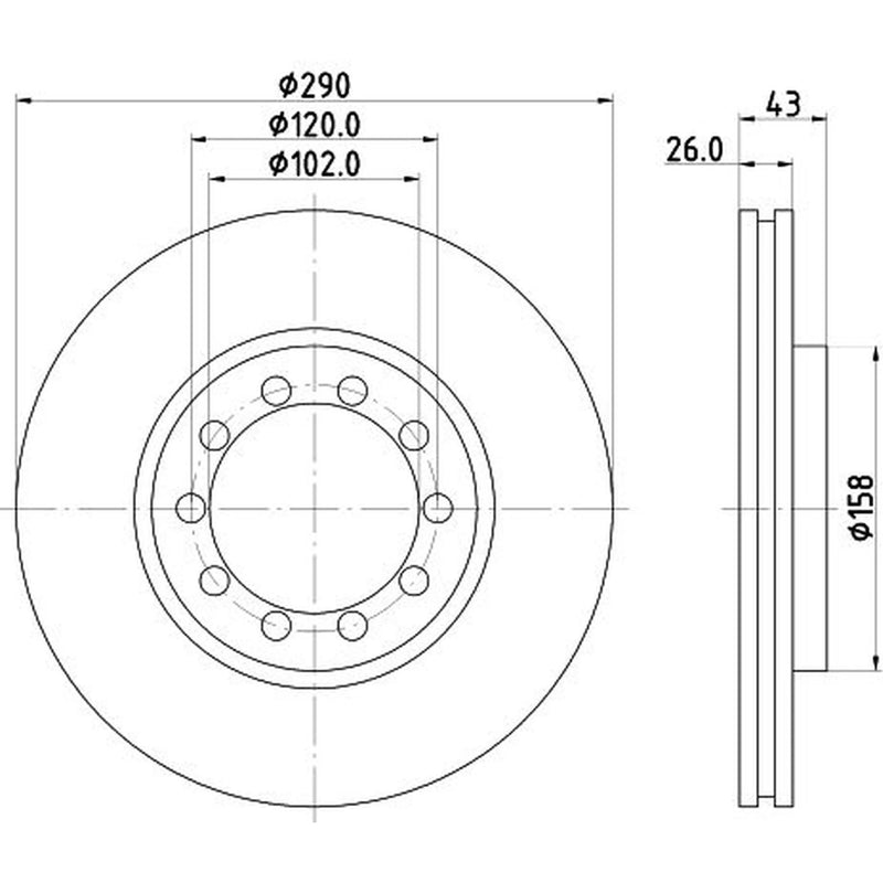 DON 2 x Internally Vented Front Brake Discs PCD22222