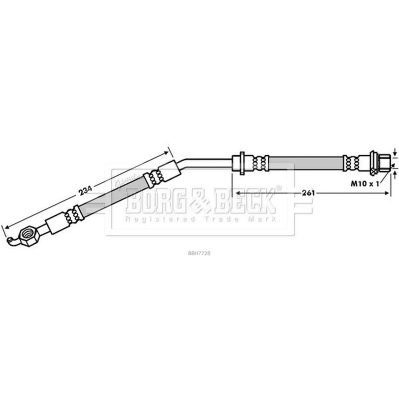 Borg & Beck Brake Hydraulic Hose Line Front Left BBH7728