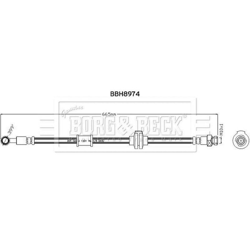Borg & Beck Brake Hydraulic Hose Line Front Left BBH8974