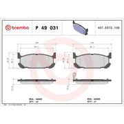 Brembo 4 x Rear Brake Pad Set P49031