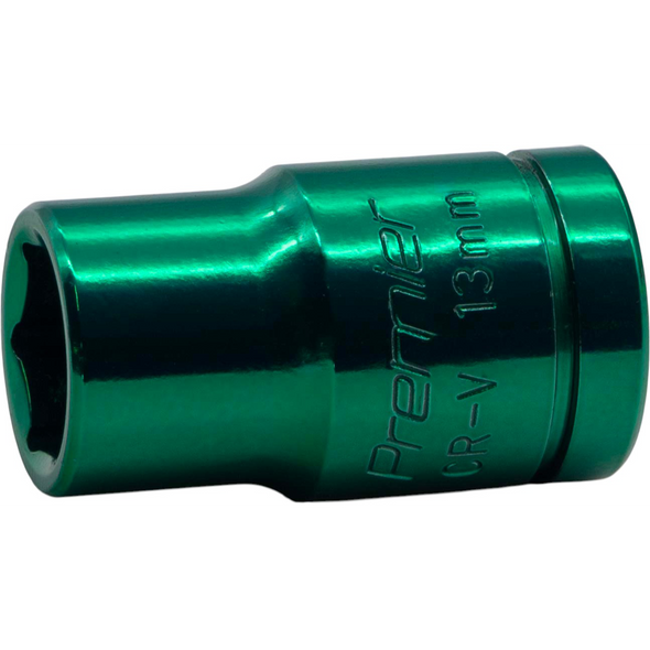 Sealey 1/2"Dr Coloured Socket 13mm (Blue/Green)