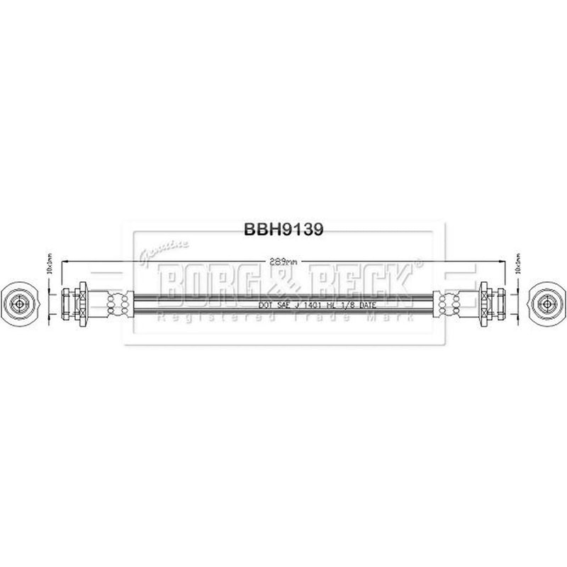 Borg & Beck Brake Hydraulic Hose Line Rear Left BBH9139