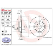 Brembo 2 x Internally Vented Front Brake Discs 09.C391.21