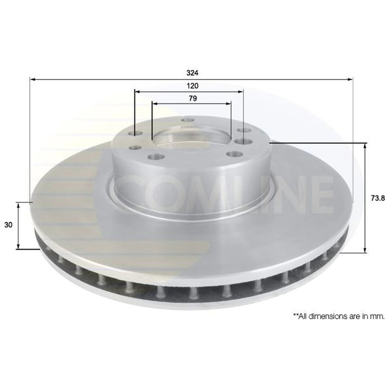 Comline 2 x Internally Vented Front Brake Discs ADC1735V